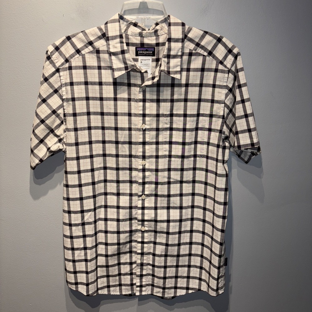 Patagonia Shirt Mens XL Gray Black Plaid Organic Cotton Button Up Outdoors SzL
